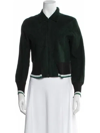 Pre-owned Sandro Lamb Leather Evening Jacket In Green