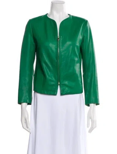 Pre-owned Sandro Lamb Leather Evening Jacket In Green