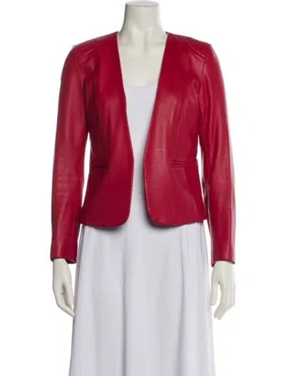 Pre-owned Sandro Lamb Leather Evening Jacket In Red