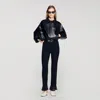 Sandro Lambskin Leather Jacket In Black