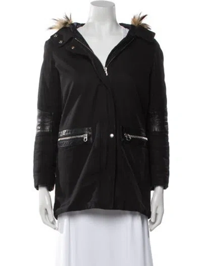 Pre-owned Sandro Lamb Leather Jacket In Black