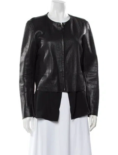 Pre-owned Sandro Lamb Leather Jacket In Black