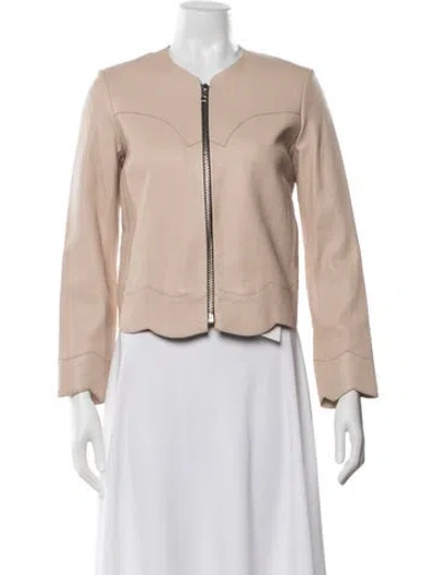 Pre-owned Sandro Lamb Leather Jacket In Neutral