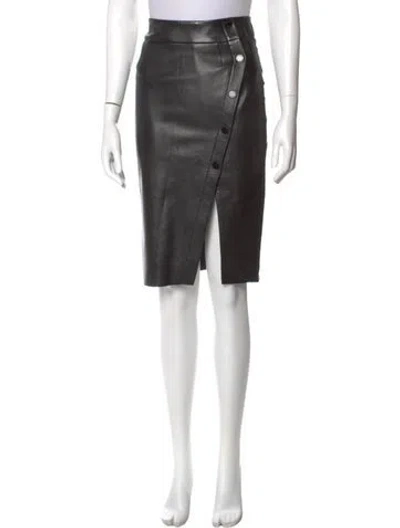 Pre-owned Sandro Lamb Leather Knee-length Skirt In Black