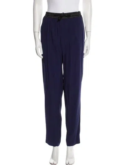 Pre-owned Sandro Lamb Leather Leather Trim Embellishment Sweatpants W/ Tags In Blue