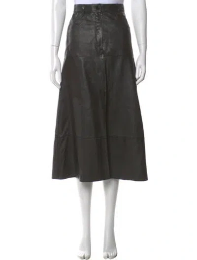 Pre-owned Sandro Lamb Leather Midi Length Skirt In Green