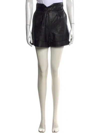 Pre-owned Sandro Lamb Leather Mini Shorts In Black