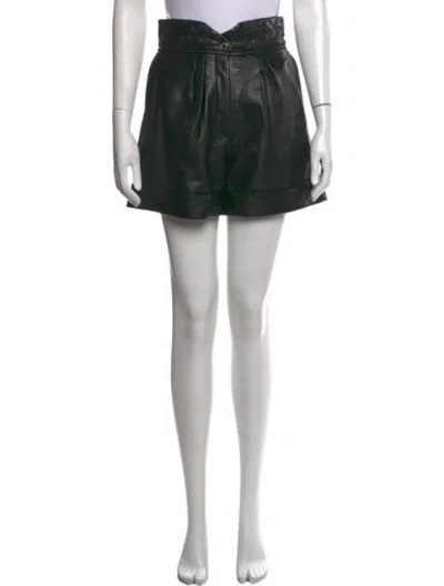 Pre-owned Sandro Lamb Leather Mini Shorts In Black