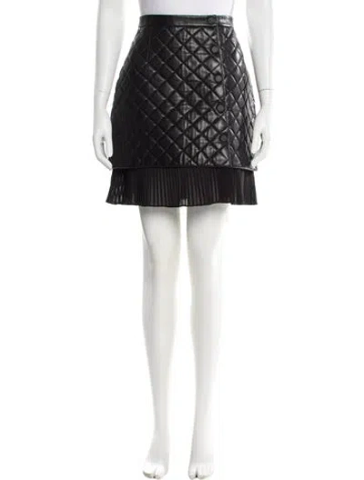 Pre-owned Sandro Lamb Leather Mini Skirt In Black