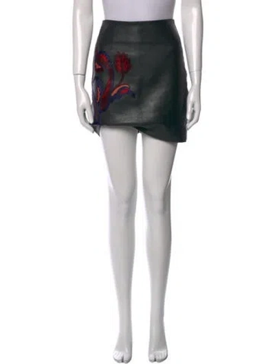 Pre-owned Sandro Lamb Leather Mini Skirt In Black