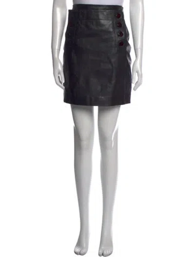Pre-owned Sandro Lamb Leather Mini Skirt In Black