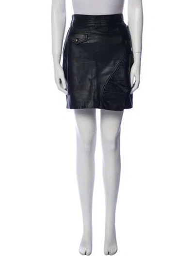 Pre-owned Sandro Lamb Leather Mini Skirt In Black