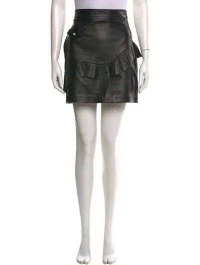 Pre-owned Sandro Lamb Leather Mini Skirt In Black