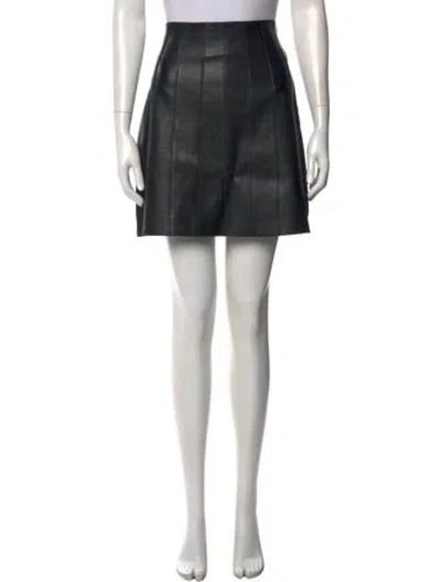 Pre-owned Sandro Lamb Leather Mini Skirt In Black