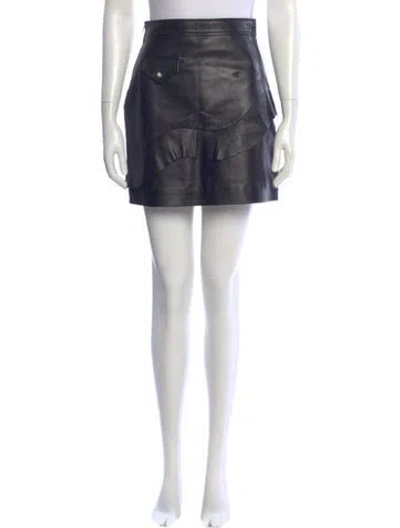 Pre-owned Sandro Lamb Leather Mini Skirt In Black