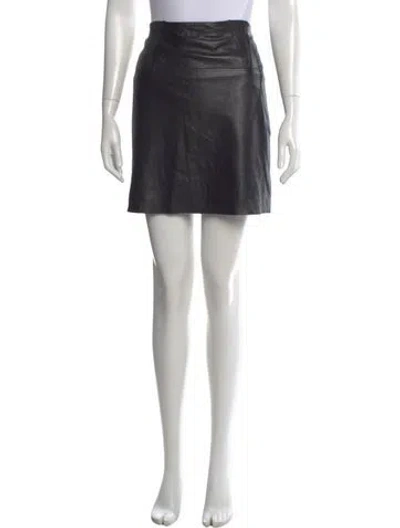 Pre-owned Sandro Lamb Leather Mini Skirt In Black