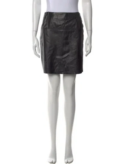 Pre-owned Sandro Lamb Leather Mini Skirt In Black