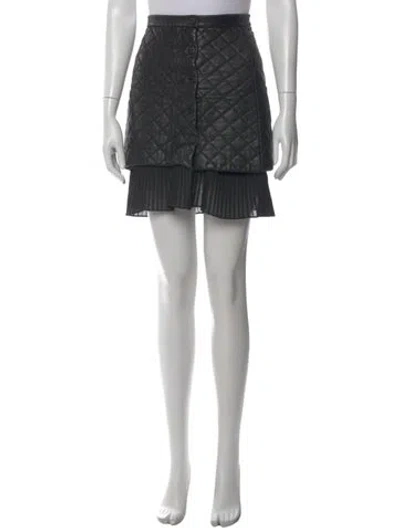 Pre-owned Sandro Lamb Leather Mini Skirt In Black
