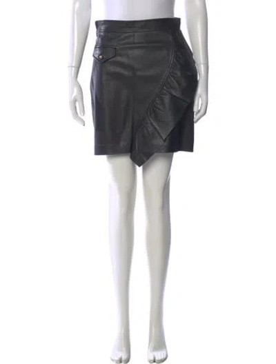 Pre-owned Sandro Lamb Leather Mini Skirt In Black