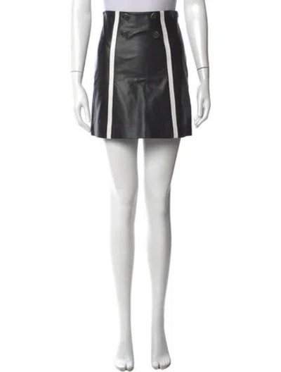 Pre-owned Sandro Lamb Leather Mini Skirt In Black/white