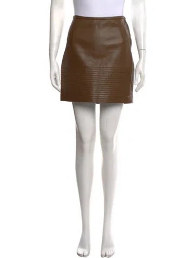 Pre-owned Sandro Lamb Leather Mini Skirt In Brown