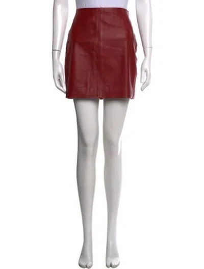 Pre-owned Sandro Lamb Leather Mini Skirt In Red