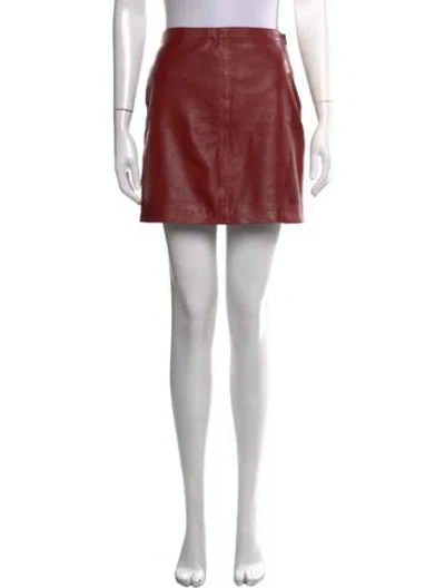 Pre-owned Sandro Lamb Leather Mini Skirt In Red