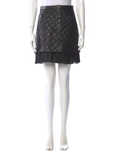 Pre-owned Sandro Lamb Leather Mini Skirt W/ Tags In Black