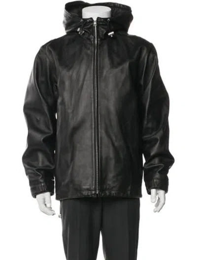 Pre-owned Sandro Lamb Leather Moto Jacket In Black