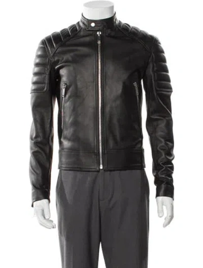 Pre-owned Sandro Lamb Leather Moto Jacket W/ Tags In Black