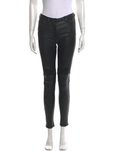 Pre-owned Sandro Lamb Leather Skinny Leg Pants In Black