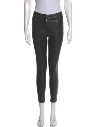 Pre-owned Sandro Lamb Leather Skinny Leg Pants In Gray