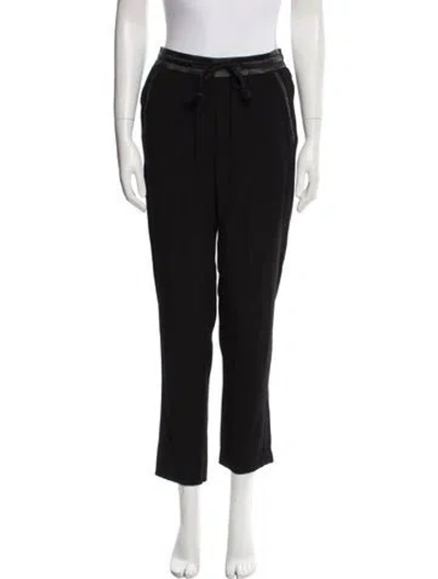 Pre-owned Sandro Lamb Leather Straight Leg Pants In Black