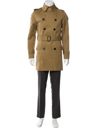 Pre-owned Sandro Lamb Leather Trench Coat In Neutral