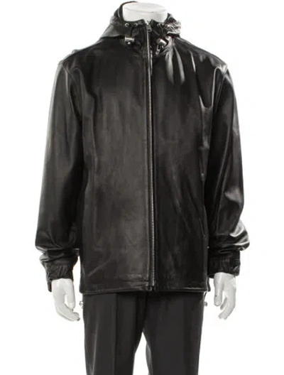 Pre-owned Sandro Lamb Leather Windbreaker In Gray