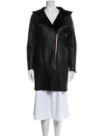 Pre-owned Sandro Lambskin Coat In Gray