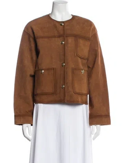 Pre-owned Sandro Lambskin Jacket In Brown