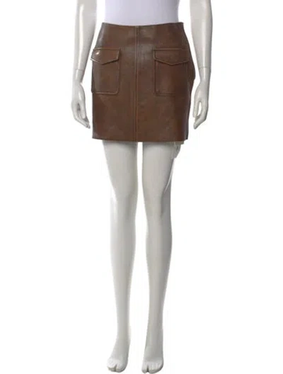 Pre-owned Sandro Lambskin Mini Skirt In Brown