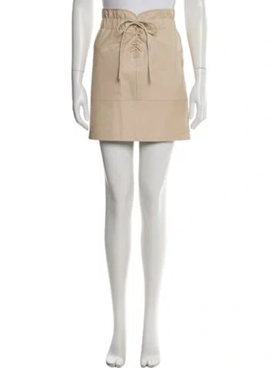 Pre-owned Sandro Lambskin Mini Skirt In Neutral