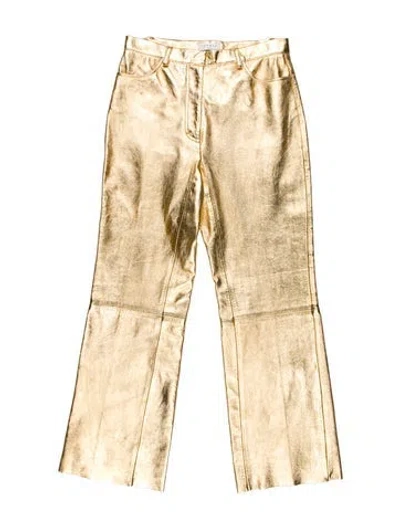 Pre-owned Sandro Lambskin Wide Leg Pants In Neutral