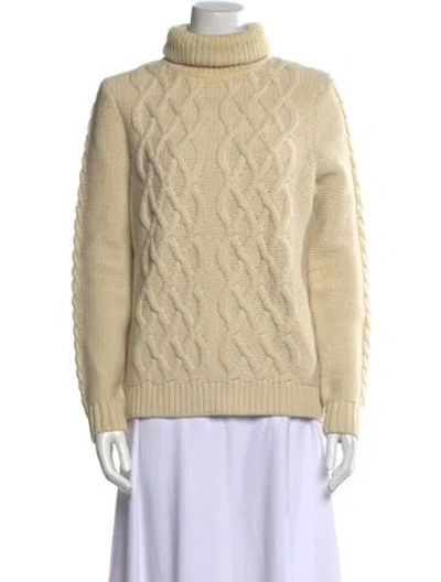 Pre-owned Sandro Lambswool Turtleneck Sweater In White
