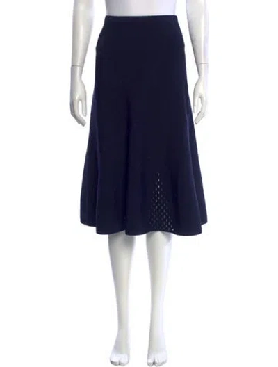 Pre-owned Sandro Lasercut Accents Midi Length Skirt In Blue