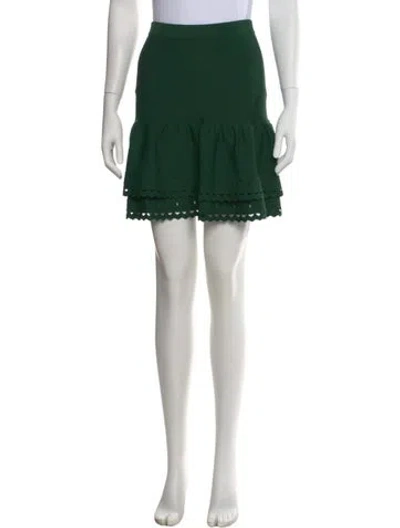 Pre-owned Sandro Lasercut Accents Mini Skirt In Green