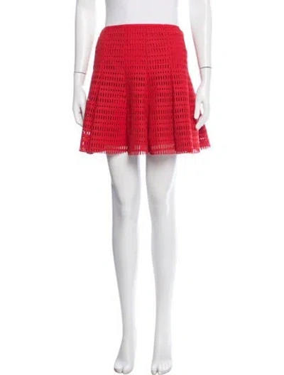 Pre-owned Sandro Lasercut Accents Mini Skirt In Red