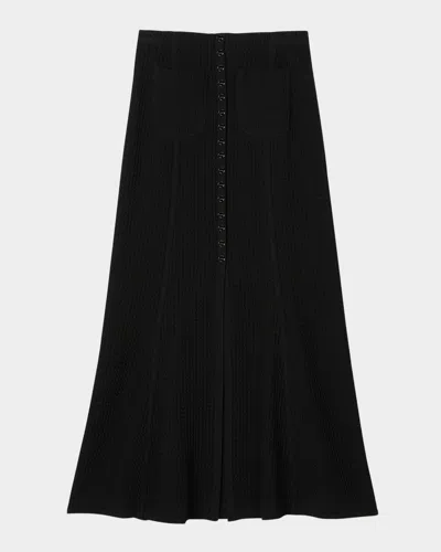 Sandro Lauralie Knit Midi Skirt In Black