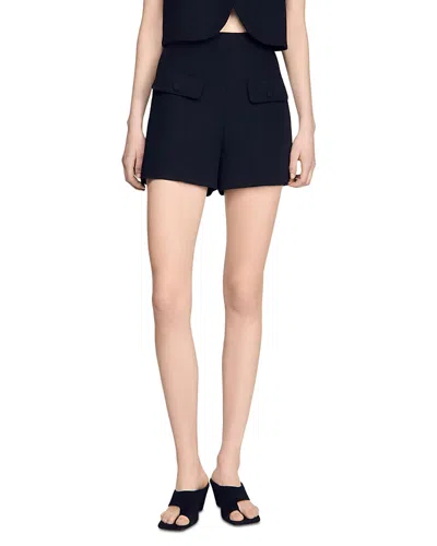 Sandro Lavandie Wool Shorts In Black