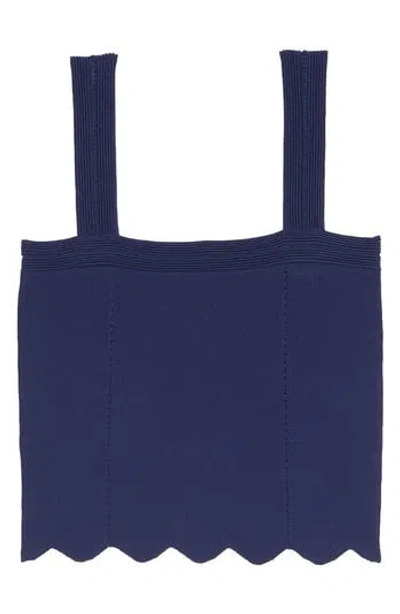 Sandro Laya Scallop Trim Sleeveless Top In Brown