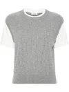 Sandro Layered Cable-knit Vest T-shirt In Noir / Gris