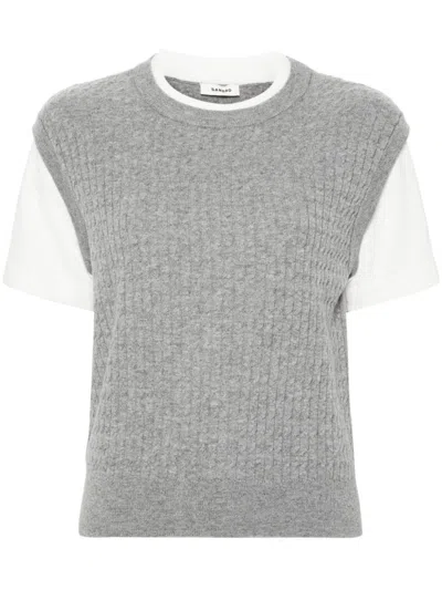 Sandro Layered Cable-knit Vest T-shirt In 灰色