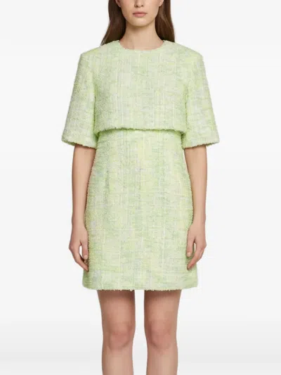 Pre-owned Sandro Layered Tweed Mini Dress In Green